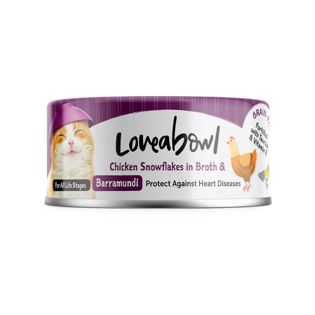 Loveabowl Wet Cat Food, Grain-Free Tuna &amp; Chicken For Fussy Eaters In Broth 70g Can - Chicken Barramundi variant