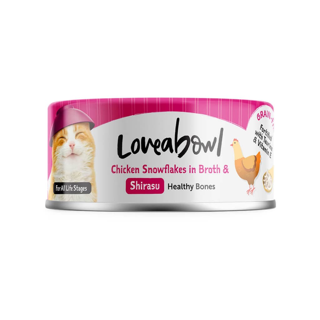 Loveabowl Wet Cat Food, Grain-Free Tuna &amp; Chicken For Fussy Eaters In Broth 70g Can - Chicken Shirasu variant